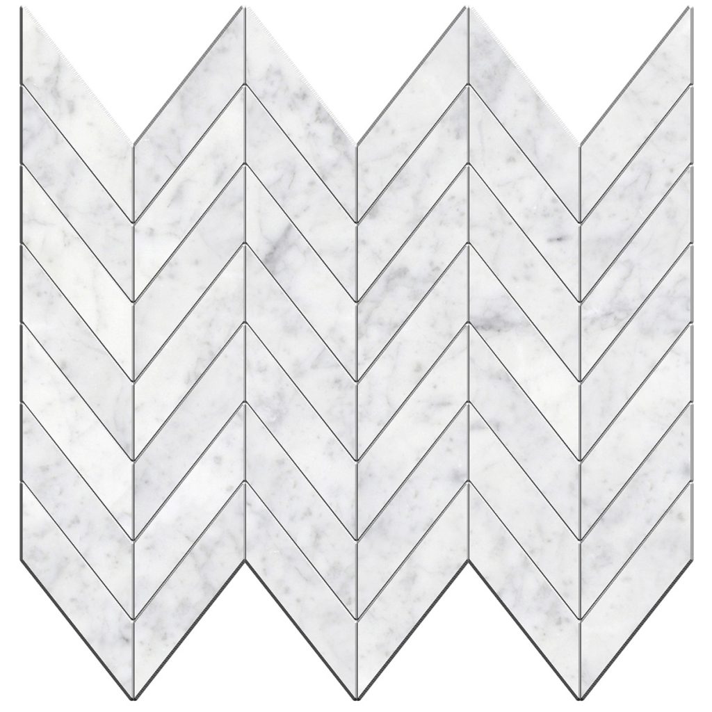 Bianco Carrara X Polished Mini Chevron Mosaic Pera Tile