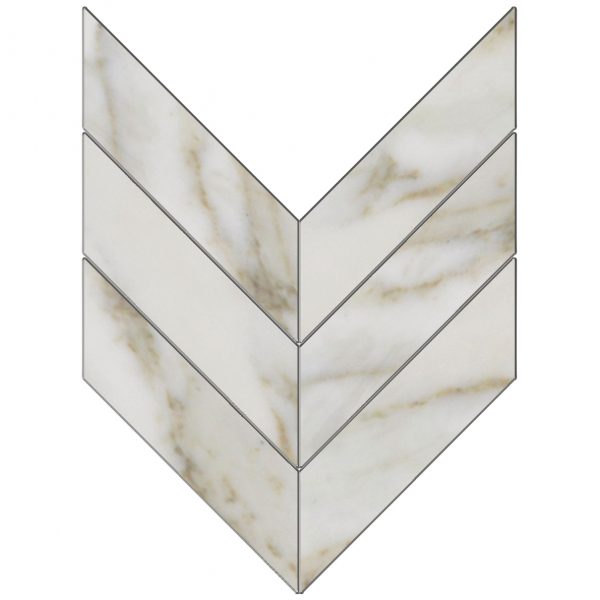 Calacatta Gold 3 X 10 Honed Macro Chevron Mosaic Pera Tile