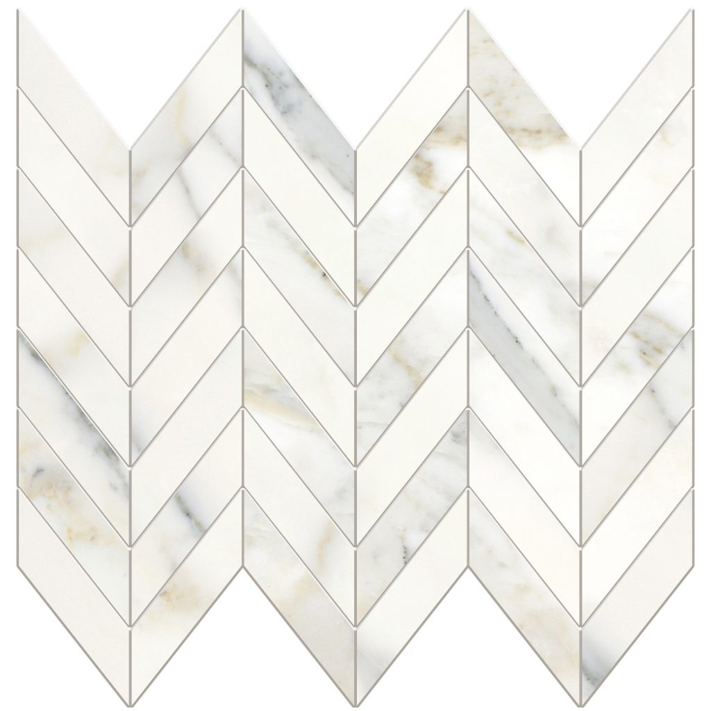 Calacatta Gold X Honed Mini Chevron Mosaic Pera Tile