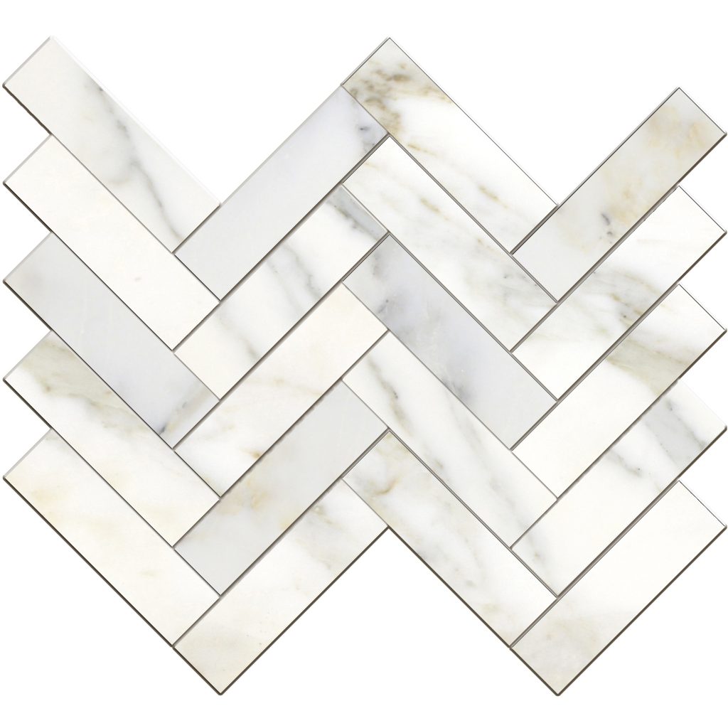 Calacatta Gold X Honed Herringbone Mosaic Pera Tile