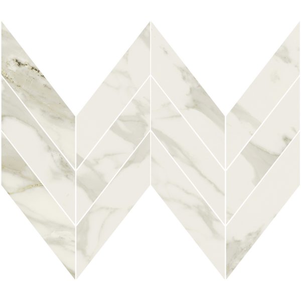 X Midi Chevron Mosaic Elite Calacatta Pera Tile