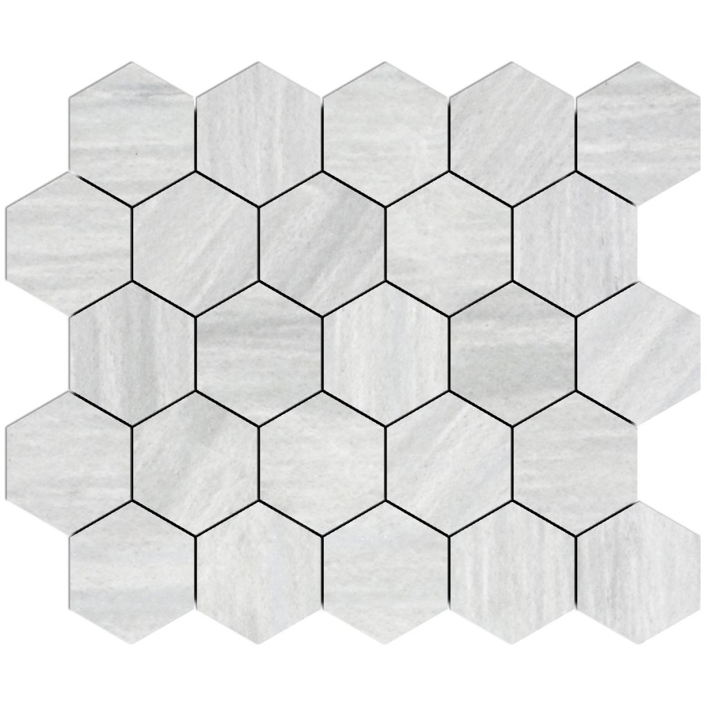 Merceene Vein Cut Polished Hexagon Mosaic Pera Tile