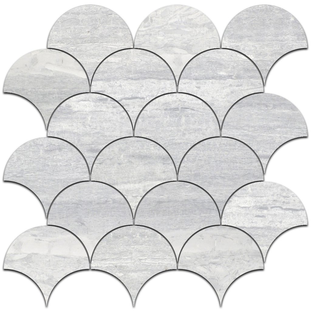 Grigio Elegante 4 Honed Fish Scale Mosaic Pera Tile