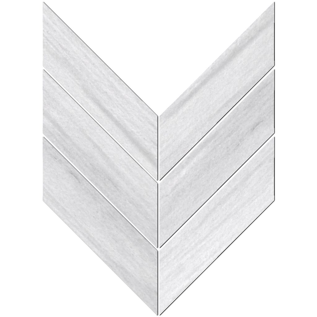 Merceene X Vein Cut Honed Macro Chevron Mosaic Pera Tile