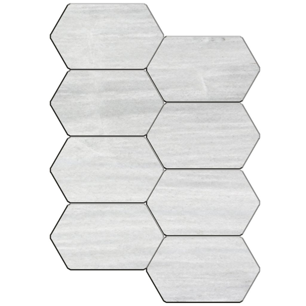 Merceene Vein Cut Hexbrick Mosaic Polished Pera Tile