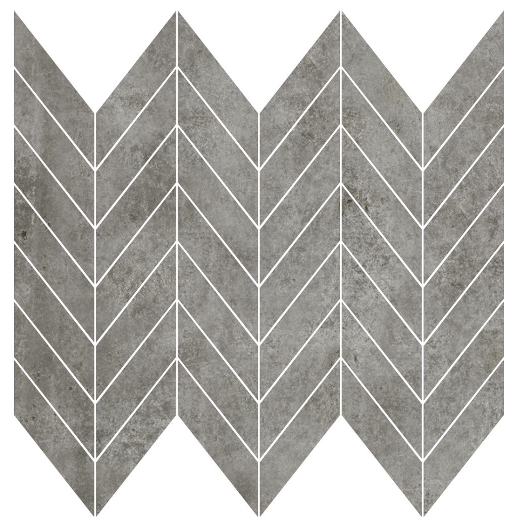 1 1 2 X 3 5 8 Mini Chevron Mosaic Urbana Grigio Pera Tile