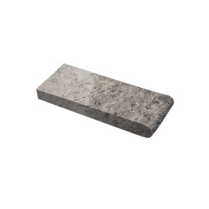 185196-HUN SILVER- 4 X 12 X 3CM BULLNOSE COPING - TUMBLED