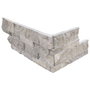 110031-O-Niobe Grey Outside Corner 6 x 24 3D Interlocking Ledger - Splitface