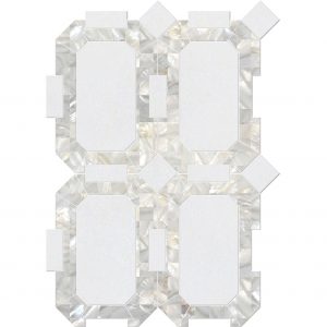 155203-B2-ATELIER PERA- EMERALD MOSAIC IN THASSOS WHITE + MOTHER OF PEARL - POLISHED